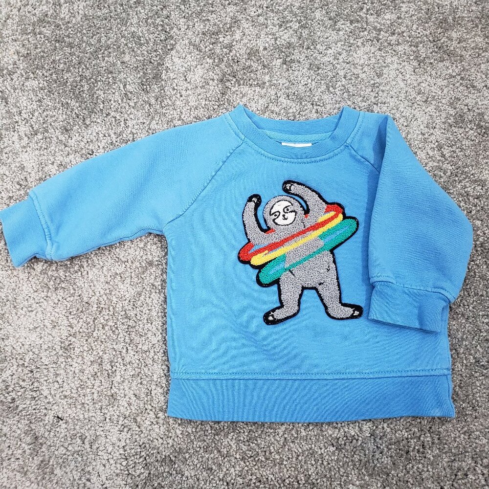 Hanna Anderson Sloth Crewneck Sweatshirt - Size 70 or US 6/12 month EUC / B5